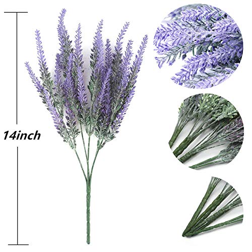 8 Bundles Artificial Flowers Fake Lavender Faux Plastic Plants Purple Flowers for Home Decor Wedding Kitchen Garden Patio Porch Office Table Indoor Outdoor Decorations (Purple Lavender/8pcs) - color: Purple Lavender/8pcs