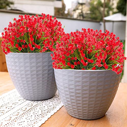 Artificial Flowers for Outdoors,20 Bundles UV Resistant Outdoor Fake Daffodil Flowers,Artificial Faux Plastic Outdoor Flowers Greenery Shrubs Plants for Indoor Outside Decor(Red) - color: Red, size: 20 Bundles