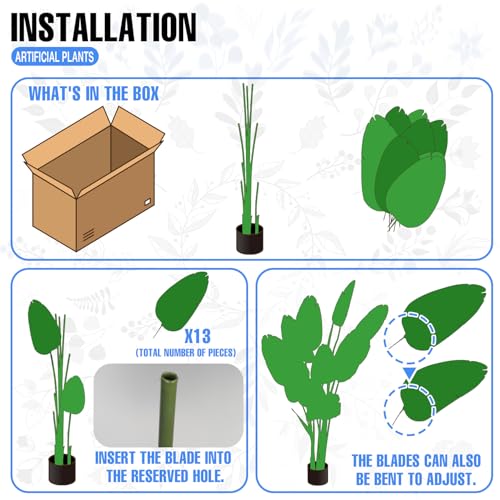 E&K 6FT Artificial Bird of Paradise Plant with Plastic Nursery Pot, Fake Banana Tree Artificial Plant Faux Palm Trees for Home Office Garden Indoor Outdoor Decor (1 Pack) - color: Bird of Paradise, size: 6ft