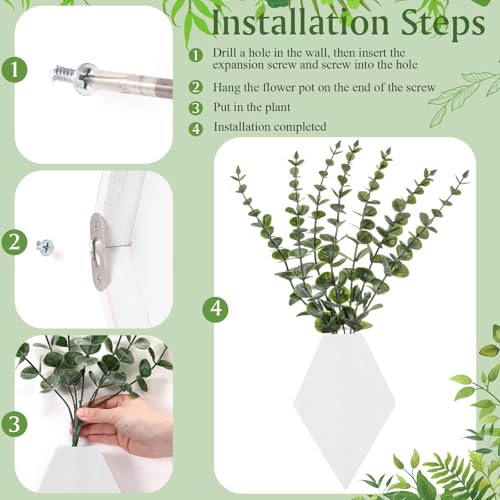 Chunful 2 Pcs Wooden Wall Planter Decor Hanging Fake Plants Greenery Flowers Holder Vase Boxes for Wall Bohemian Farmhouse Room Kitchen Office Indoor Decoration(White,7.1 x 4.7 x 1.2 Inches) - color: White, size: 7.1 x 4.7 x 1.2 inches