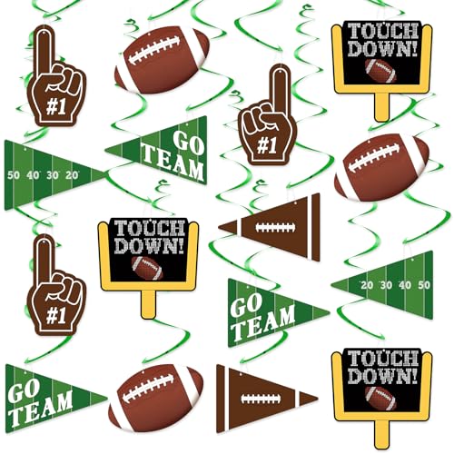 24Pcs Football Party Decorations, Football Hanging Swirls Decoration for Sports Birthday Party Decor, Ceiling Hanging Decor for Football Birthday Game Day Tailgate Party Supplies - color: Green
