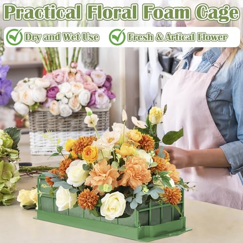 2PCS Floral Foam Cage, Flower Cage Holder, Dry and Wet Rectangle Flower Arrangement, Hangable Green Blocks Floral Foam Cages for Artificial Flesh Flower Wedding Holiday, Home, Garden Party Decorations - size: 2 PCS