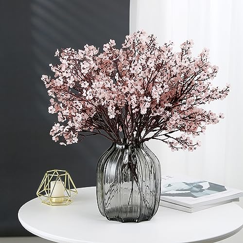 JAKY-Global Babys Breath Fabric Cloth Artificial Flowers 6 Bundle European Fake Silk Plants Decor Wedding Party Decoration Bouquets Real Touch DIY Home Garden (Autumn Pink-6pcs) - color: Autumn Pink, size: 6 Bundles