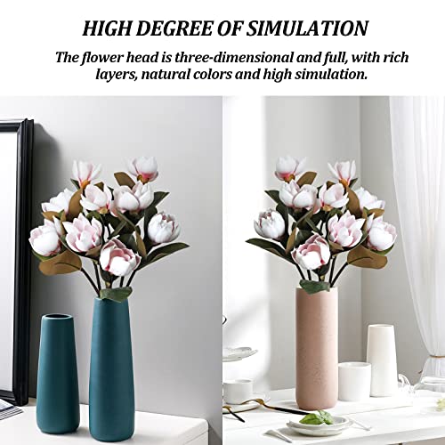 MINYULUA 3Pcs Artificial Magnolia Flowers, 29.5" Long Pink Magnolia Stem Flower, Faux Wedding Flower Bouquet Vase Floral Arrangement for Table Centerpiece Wedding Holidays Party Home Decor - color: Pink