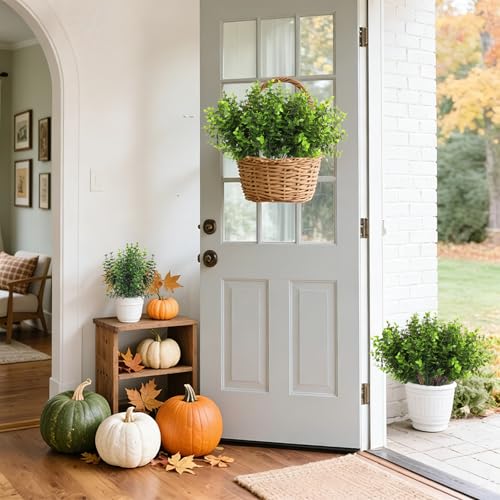 RECUTMS Artificial Boxwood Stems Fake Plant 12 Large Pieces, Faux Farmhouse Greenery Shrubs to Brighten up Your Wedding Home Kitchen Garden Patio Yard Indoor Outdoor Decor(Eucalyptus) - color: Eucalyptus, size: 12 Pcs