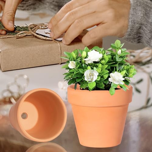 TKSCUSR 22Pcs 3 Inch Terracotta Pots, Clay Flower Pots Cactus DIY Flower Pots with Drainage Hole,Great for Plants Garden Windowsill Indoor & Outdoor Wedding Favors Gifts