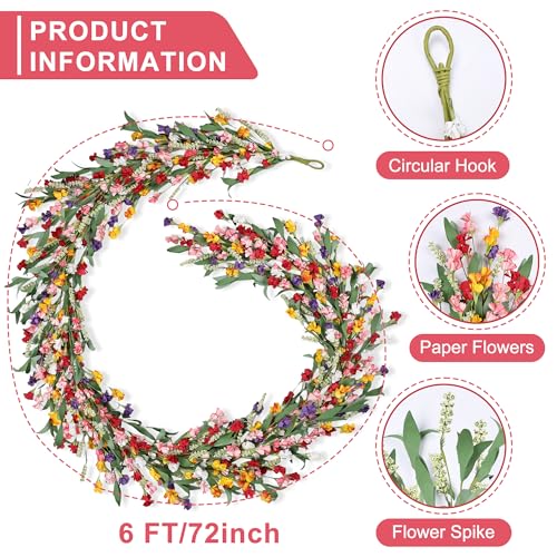 6ft Spring Summer Flower Garland, Artificial Floral Vine for Wall Backdrop Mantle Fireplace Stair Table Wedding Arch, All Season Home Door Porch Decor (Yellow+Pink) - color: Yellow+pink