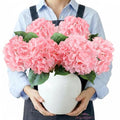 6PCS Large Silk Hydrangea Flowers, 20 in Full Faux Huge Hydrangea Artificial Flowers with Stems Leaves for Fake Bouquets Home Wedding Party Centerpieces Arrangements Housewarming (Pink) - color: Pink