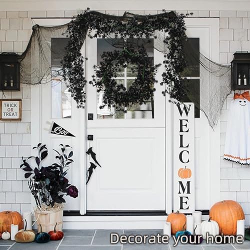 RECUTMS Black Artificial Flowers Black Eucalyptus Garlands Spring Garland Greenery Vines with Flowers Fake Floral Greenery for Halloween Home Backdrop Wall Fall Decor - color: Black