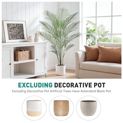 Artificial Palm Tree 5FT Tall Faux Palm Tree Indoor Fake Plants Faux Tropical Plant, UV Resistant & Maintenance Free Indoor/Outdoor Fake Tree in Pot for Home Office Living Room Patio Decor - style: 5FT Fine Leaved