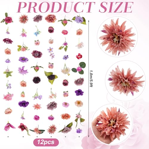 Suncalla 6 Pcs 35.46 ft Flower Garlands Backdrop Garden Party Decoration Artificial Wildflower Vines Fake Flower Vines Faux Silk for Wedding Bridal Wall Arch(Classic,Purple) - color: Purple