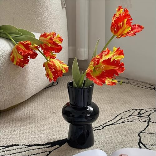 3Pcs 3D Parrot Tulips Artificial Flowers Faux Tulips Real Touch Long Stem Fake Tulips Bouquet for Home Office Wedding Table Decor 27.56" Tall-Yellow - color: Yellow