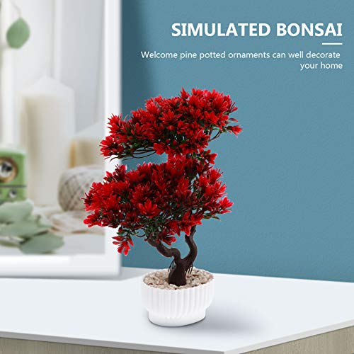 Fake Tree Artificial Bonsai Tree Plastic Fake Bonsai Tree Japanese Faux Potted Plant Simulation Guest-Greeting Pine Ornament Artificial Plant for Home Decor Indoor House Plants Indoors Live