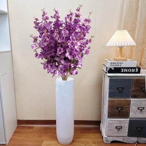 6PCS Dark Purple Delphinium Artificial Flowers Espigas para Jarrones Fake White Flowers Tall Flowers for Floor Vase Flowers for Tall Vase Floral Arrangements Home Table Wedding Decor - color: Dark Purple
