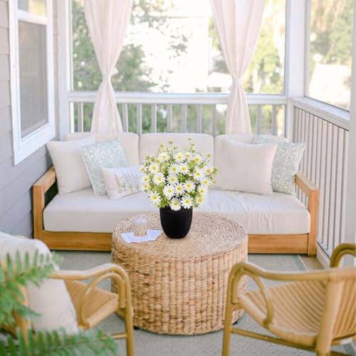 DILATATA Artificial Daisy Flowers in Pot 12 Inch Fake Flowers Silk Daisy Arrangement Faux Plant Flower Decor for Spring Home Decor Table Centerpiece Garden Porch Window - White - color: White-daisy
