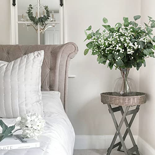 Beferr 5pcs Eucalyptus Stems & 6pcs Babys Breath Artificial Flowers Faux Greenery Bouquets for Wedding Table Centerpiece Home Decor - color: Eucalyptus With Baby's Breath