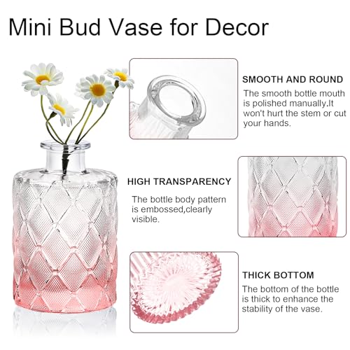 Arme Bud Vase Set of 32, Pink Vases in Bulk Bud Vase for Flower Small Glass Vases for Wedding Centerpieces, Vintage Cute Mini Flower Vase, Home Table Flower Decor - color: Pink-32pcs, size: 32 Pcs