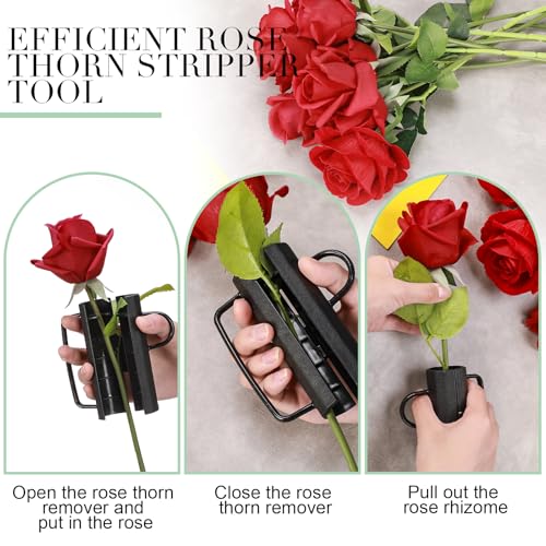 2 Pcs Rose Thorn Stripper Tool Thorn Remover for Roses Leaf Leaf Stripping Tool Flower Stem Cleaner Cutter for Outdoor Gardening Flower Arrangement Florist Supplies(Black)