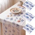 Mindsoft 3 Pcs Coastal Table Runner 10ft Blue Bow Beach Ocean Nautical Embroidery Tulle Lace Table Runner Last Toast on the Coast Decor for Wedding Bridal Baby Shower Holiday Dining DIY - style: Coast
