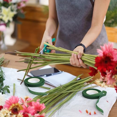 DECORA Floral Paper Tape 1/2 x 30 Yards Premium Quality Flower Stem Wrap Tape for Bouquet Stem Wrapping and Floral Crafts (Dark Green - 2 Packs)