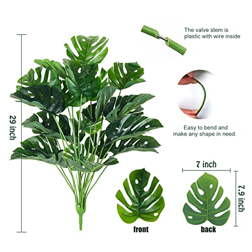 RECUTMS Artificial Palm Tree Leave Plants Faux Large Tropical Monstera Turtle Leaf Indoor Outdoor UV Resistant Fake Plant Greenery Hawaiian Luau Jungle Beach Party Home Garden Spring Summer Decoration - color: Palm Plants Tree