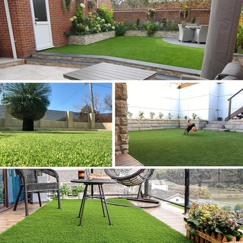 Petgrow Luxurious Artificial Grass Realistic Turf 1 X 21 Feet,1.57 Inch Pile Height Ultrathick Indoor/Outdoor Dog Fake Faux Grass,Synthetic Grass Rug Garden Landscape Patio,Drainage Holes - size: 1 X 21 Feet