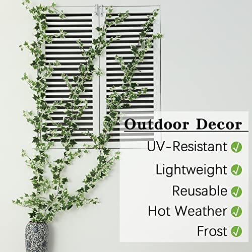 Dallisten 3 Strands Odorless Artificial Ivy Vines Kit, 71" Silk Ivy Garland with Green Leaves, Fake Hanging Plants Greenery Decoration for Bedroom, Windows, Walls, Wedding, Outdoor Decor - color: Green White Ivy