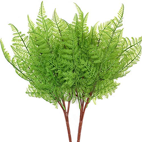 Artificial Fern Leaves Plants, Plastic Shrubs Grass Fake Bushes 2pcs, Outdoor Indoor Greenery Home Garden Décor Verandah Planting Filler Table Centerpieces Arrangements DIY Decoration - color: Fern Grass/ 2 Pcs