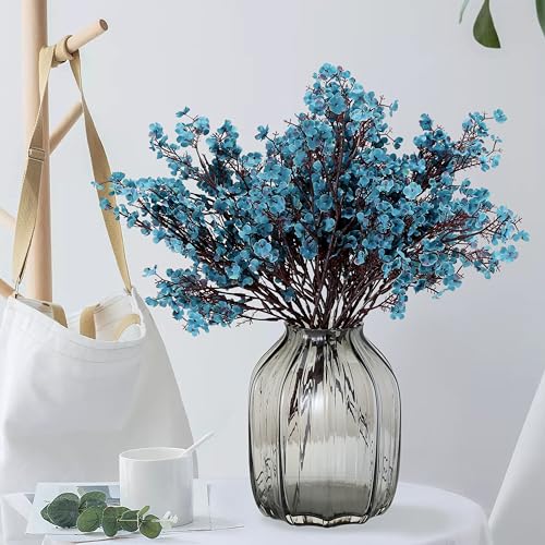 JAKY-Global Babys Breath Fabric Cloth Artificial Flowers 6 Bundle European Fake Silk Plants Decor Wedding Party Decoration Bouquets Real Touch DIY Home Garden (Autumn Blue-6pcs) - color: Autumn Blue, size: 6 Bundles