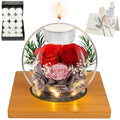 ENERLEAF Preserved Red Real Rose in Glass with Scented Candles – Forever Flower Romantic Anniversary Christmas Birthday Valentines for Mom, Women, Wife, Girlfriend, Her, Grandma - color: Glass-red