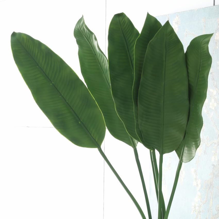 3Pcs 37.5“Large Banana Tree Artificial Plant Leaf,Fake Green Plants,Artificial Palm Leaf,Artificial Greenery Leaves for Home Kitchen Garden Wedding Party Tropical Leaves Decor