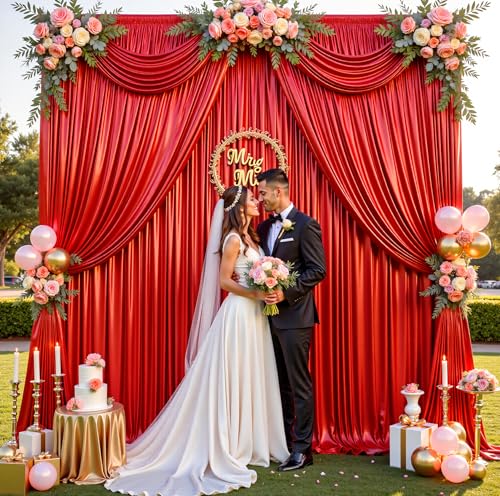 30ftx10ft Red Sequin Backdrop Curtain for Parties, Wrinkle Free Thick Glitter Sparkle Photo Backdrop Drapes 6 Panels 5x10FT Shimmer Back Drop Cloth for Wedding Birthday Photography Background - color: Red, size: 5'W×10'H _6 Panels