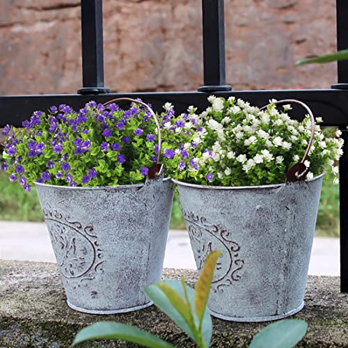 RECUTMS 12 Bundles Artificial Outdoor Plants, Artificial Greenery for Flower Arrangements Shrubs UV Resistant Faux Plastic Plants Spring Decorations for Home Front Porch Decor(White) - color: White, size: 12 Pcs