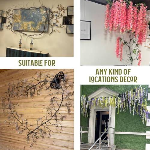 118"/300cm Small Wall Hanging Artificial Cherry Blossom Tree Branches Fake Cane Vines Reptile Plants Grapevine Garland Liana Twigs Wreath for Garden Outdoor Wedding X'Mas Ceiling Decoration - size: Small