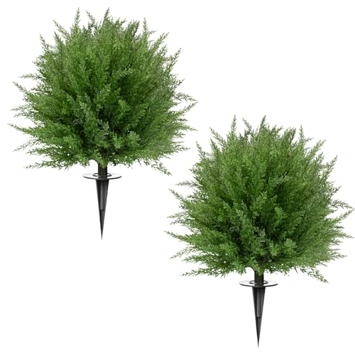 FAJUNZH Artificial Topiary Bushes for Outdoors with Spike, Boxwood Ball Fake Shrubs UV Resistant Faux Plants for Indoor Outdoor Fall Thanksgiving Halloween Decor (Upgraded Artificial Topiary) - color: Upgraded Artificial Topiary