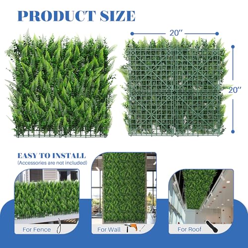 ECOOPTS 20"x20" Faux Ivy Privacy Fence Screen Artificial Boxwood Panels Topiary Hedge Plants for Indoor Outdoor Decoration, #10 Mixed Leaves, 6 Packs - color: #10 Mixed Leaves, size: 20"x20"