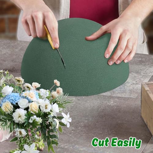 STEFORD 4 PCS Round Floral Foam Blocks Half Balls, Wet & Dry Green Flower Foam for Fresh and Artificial Flower Arrangements (7.5 x 3.7 Inches) - size: 7.5 x 3.7 Inch