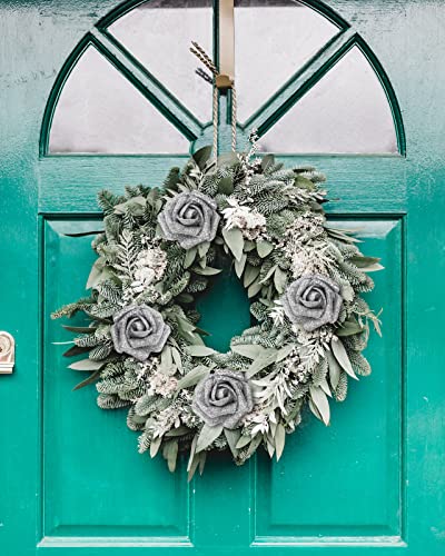 IPOPU Silver Roses Artificial Flowers,50pcs Glitter Flowers Fake Foam Roses with Stem for DIY Wedding Bridal Bouquet Home Party Christmas Decoration(Silver) - color: 50pcs Silver