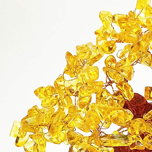 Colorsheng 7 Inch Quartz Crystal Money Tree Bonsai Feng Shui Gem Decoration for Wealth and Luck (Yellow) - color: Yellow