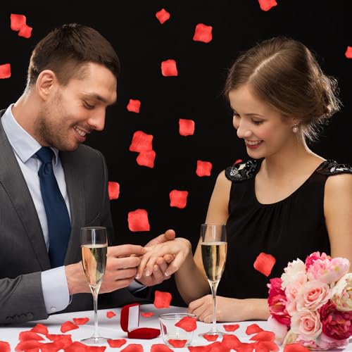 SITUMEIZI 1500 PCS Red Rose Petals Flower Artificial Fake Silk Rose Petals Decorations for Wedding Decor Romantic Night Event Party Engagement in Bulk - color: Red, size: 1500
