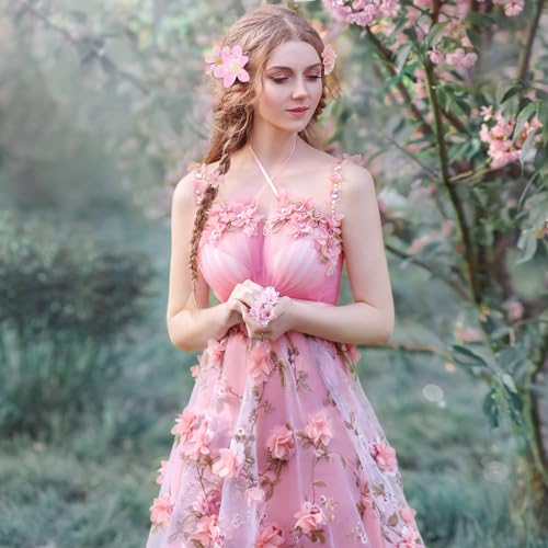 LACGO 48 PCS Fake Flowers Heads - Artificial Flower Heads Bulk Silk Faux Rose DIY Flower Embellishments Blossom Wreath Bouquets for Crafts Wedding Bridal Party Baby Shower Home Decoration(Pink) - color: Pink