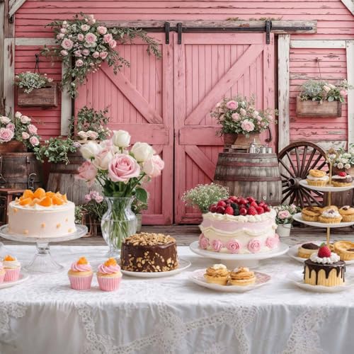 5x3ft Country Wedding Pink Photography Backdrop Rustic Wooden Barn Door Photography Backdrop Farmhouse Flower Western Girl Birthday Baby Shower Wedding Bridal Party Banner Photo Booth Props Background - color: Multi7, size: 5X3FT