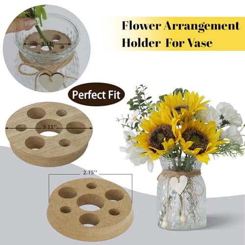 Artificial Sunflower Bouquets in Vase with a Flower Arrangement Holder - Centerpieces for Dining Room & Coffee Table Decor - color: White-yellow