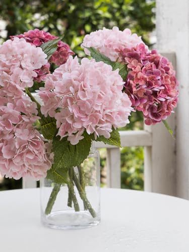 6 Pcs Pink Hydrangea Flowers Bouquets Silk Hydrangea Flowers with Stems Faux Hydrangea Stems for Home Wedding Party Table Core Decoration (Pink,6 Pcs) - color: Pink