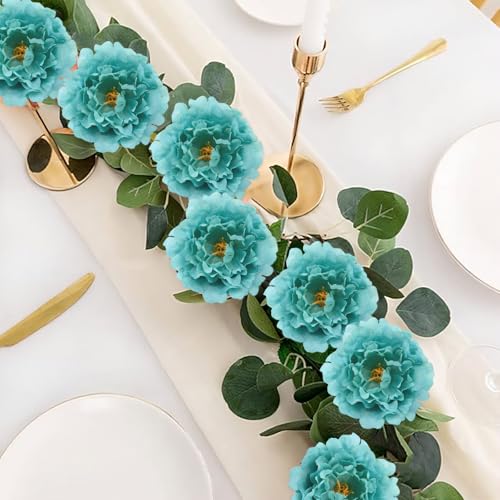 20 Pcs Artificial Flower Peonies, 5" Silk Fake Peonies with 6" Stems No Leaf, Faux Peonies Flowers for Decoration Wedding Home Party Centerpiece Decor Floral Art (Emerald Green) - color: Emerald Green