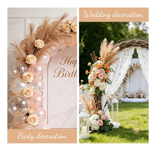 50pcs Khaki Pampas Grass 21.6 Inch Non-Shedding Faux Pampas for Earthy Neutral Home, Boho Weddings and Olive Tone Vase Arrangements - color: Khaki