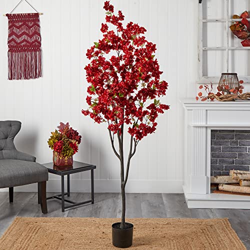 Nearly Natural 6ft. Cherry Blossom Artificial Tree - color: Red