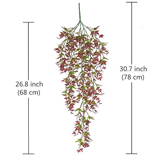 Artificial Hanging Vine, Sweet Potato Leaves Plastic Plants Greenery Faux Ivy Garland Fake Plant UV Resistant for Indoor Outdoor Garden Door Wall Baskets Wedding Party Table Decoration Red 2 Pcs - color: Sweet Potato Vine-red-2 Pcs