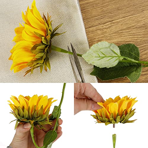 CEWOR 10pcs Sunflowers Artificial Flowers with Long Stem Fake Sunflowers Bulk Fall Decoration for Wedding Home Birthday Party Outdoor Indoor Decor - color: Sunflowers-2