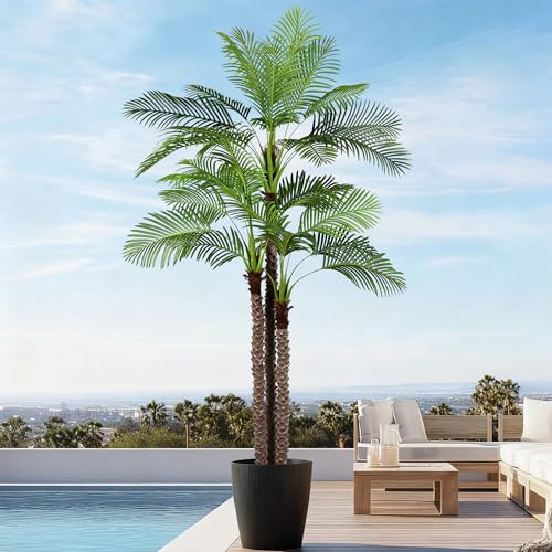 10FT Artificial Palm Tree - Tall Fake Palm Tree with 36 Lifelike Leaves & Realistic Trunk, 120" Large Faux Tropical Phoenix Palm Plant for Home Living Room Poolside Office Hotel Mall Decor - size: 10ft